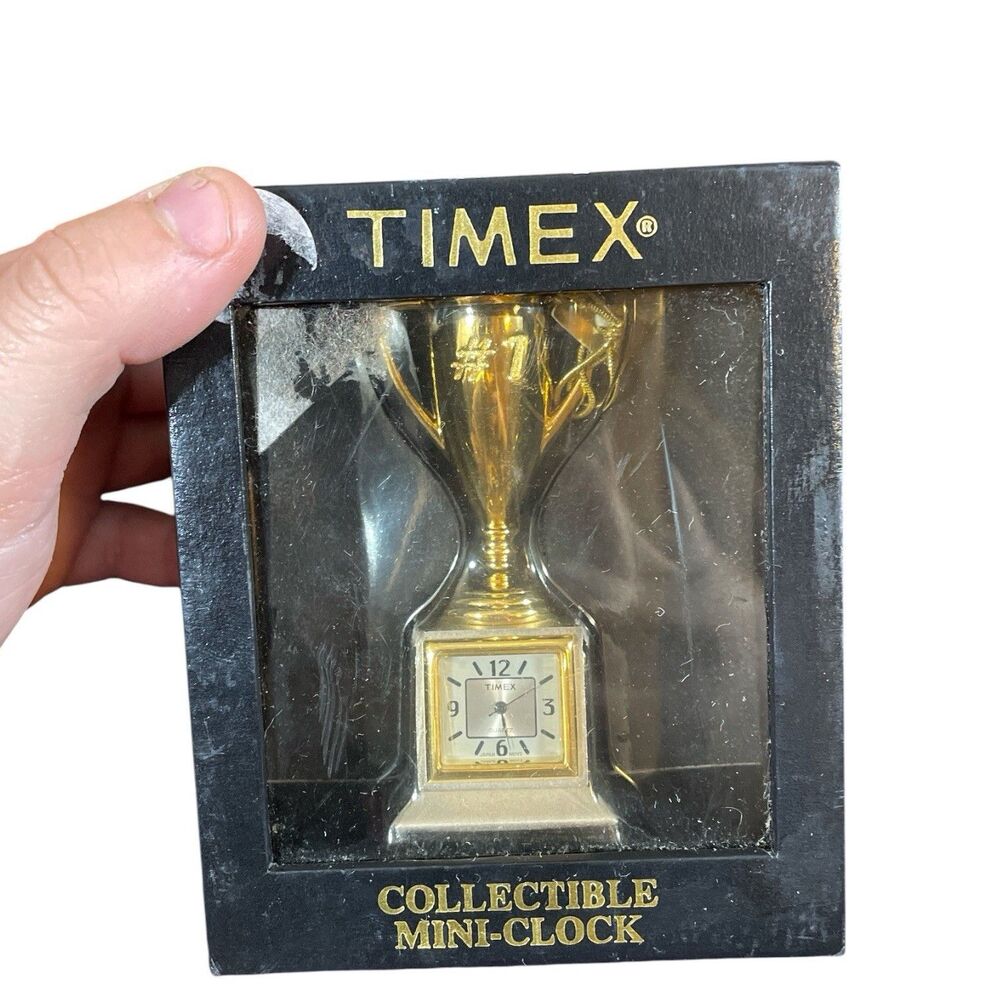 TIMEX #1 Trophy Collectible Mini-Clock Quartz Gold Tone NEW